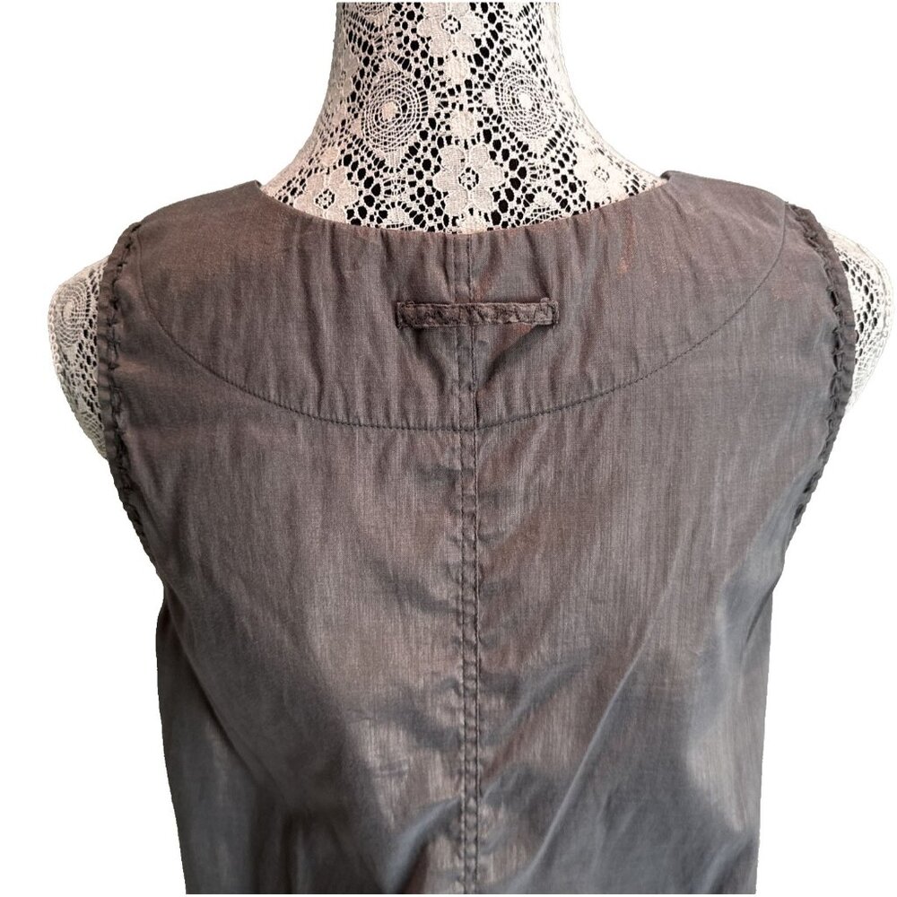 Truly By Part‎ Two Dress size12 Gray/Gold shiny Cotton peasant  Mini Pocket Zip - Picture 11 of 15